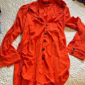 Chico's Fiery Red Button-Up Blouse dress